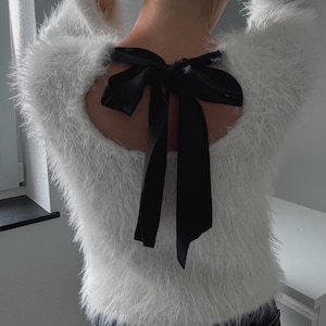 Merino Wool Sweater • Open Back Knit Jumper • Hand Knitted • Custom Size • Soft Natural Wool Sweater • Elegant Backless Knit