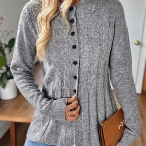 Cable Knit Cardigan Sweater, Knit Cardigan, Cozy Cable Knit Sweater, Button Cardigan for Women, Autumn Winter Knitwear Top